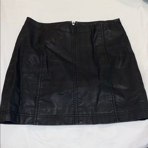 Free People Black Faux Leather Mini Skirt